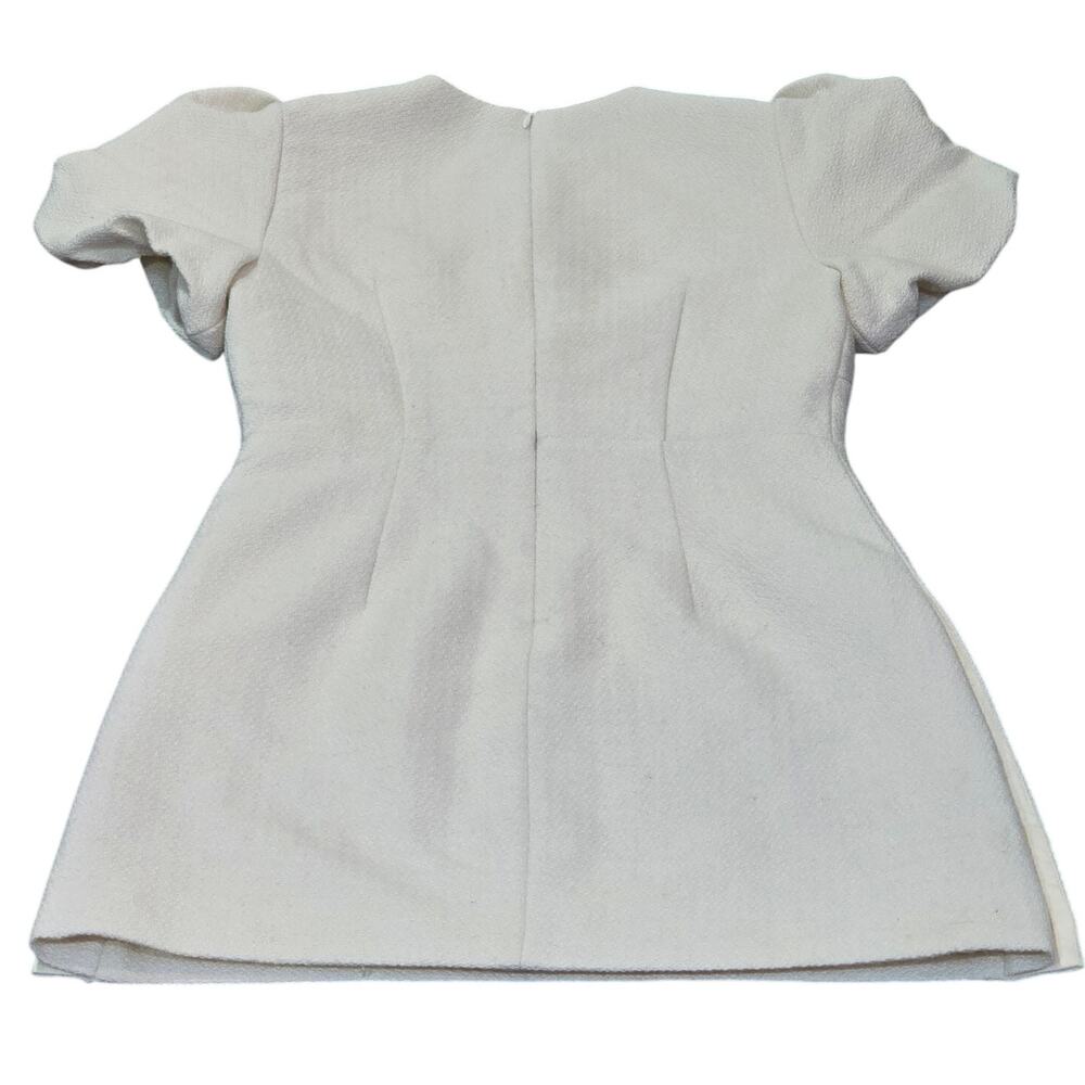 ​o.p.t Cream Wool Blend Pearl Button Puff Sleeve Mini Dress Size 4 Ivory Tweed - Picture 15 of 15
